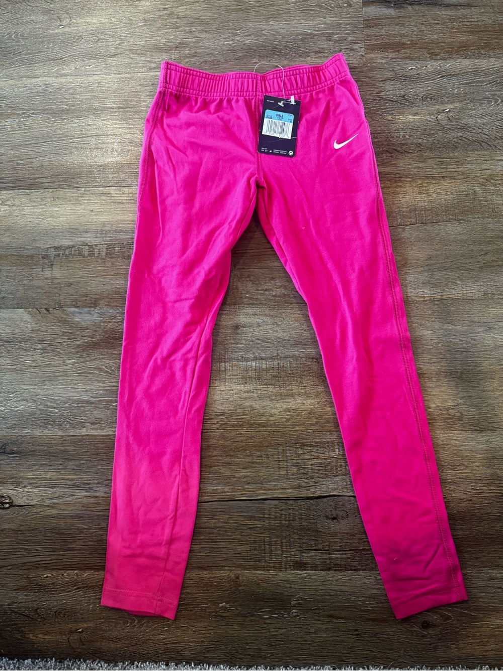Nike Girls Hot Pink Athletic Leggings with White Swoosh